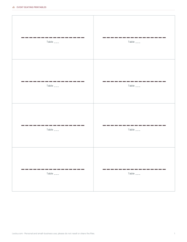 Preview of Blank Printable Place Cards